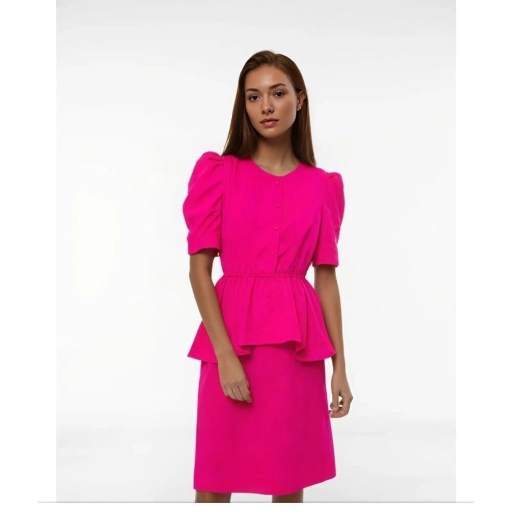 Vintage 80s Pellini Secretary Midi Dress Size 9/10 Office Career Modest PINK